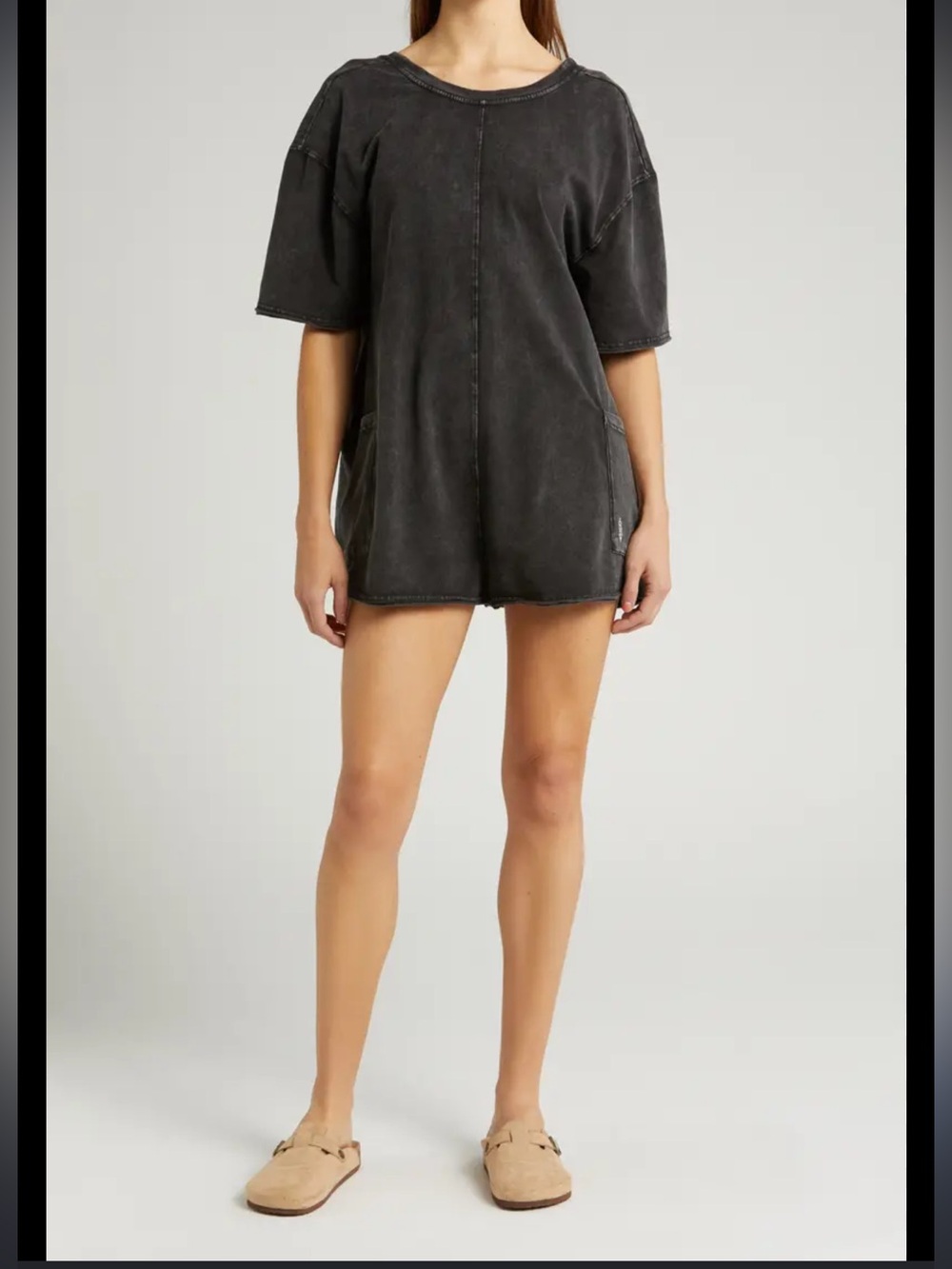 Free People Hot Shot Romper Washed Black